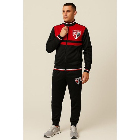 Agasalho Conjunto Masculino São Paulo FC Oficial Licenciado SPR Com Escudo Emblema Logo Bordado