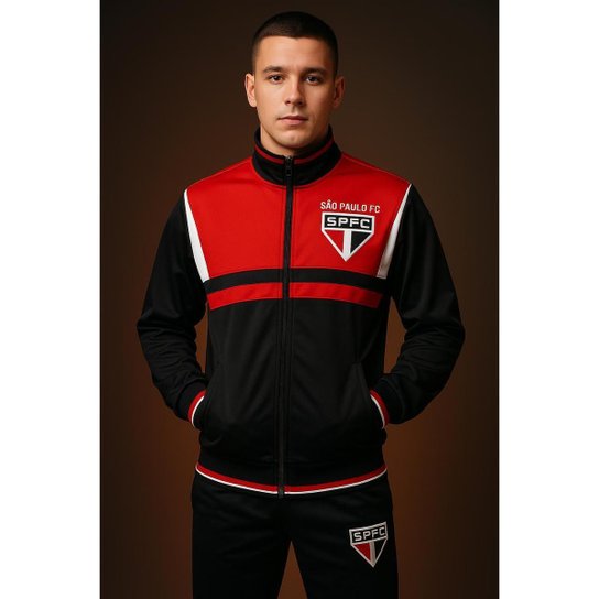 Agasalho Conjunto Masculino São Paulo FC Oficial Licenciado SPR Com Escudo Emblema Logo Bordado