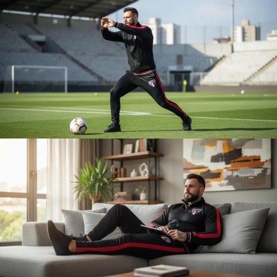 Agasalho Conjunto São Paulo SPFC Oficial Masculino Esportivo Premium Escudo Bordado