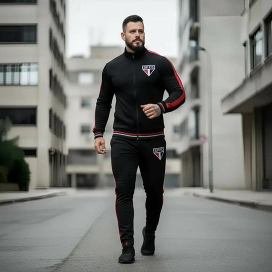 Agasalho Conjunto São Paulo SPFC Oficial Masculino Esportivo Premium Escudo Bordado