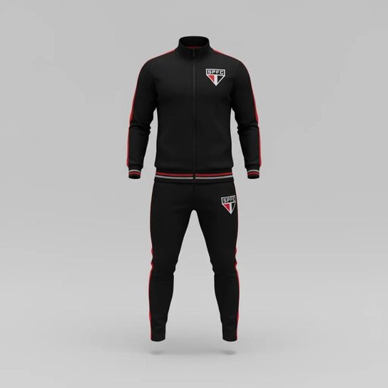 Agasalho Conjunto São Paulo SPFC Oficial Masculino Esportivo Premium Escudo Bordado