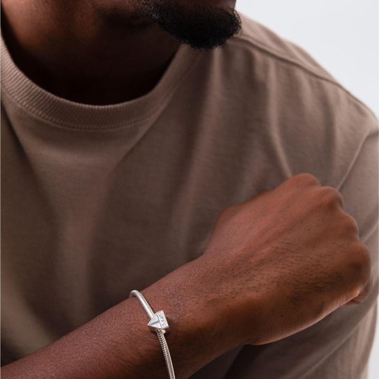 Berloque São Paulo Escudo em Prata 925 + Pulseira 20 cm