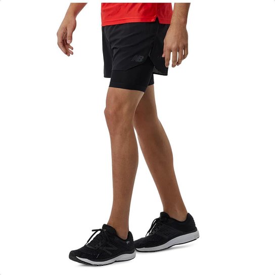 Bermuda New Balance Q Speed Duplo 5 Masculina