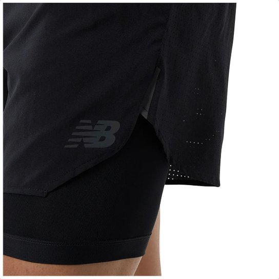 Bermuda New Balance Q Speed Duplo 5 Masculina