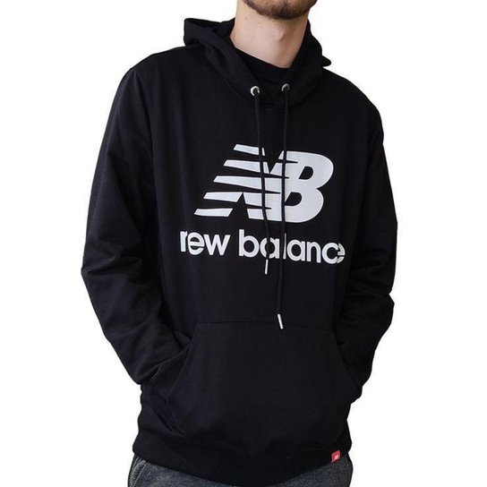 Blusa Moletom New Balance Canguru Capuz Essentials BMT03558 - Preto