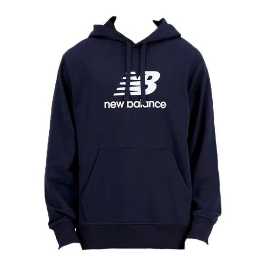 Blusa New Balance Moletom Essentials Basic Preto e Branco Masculino