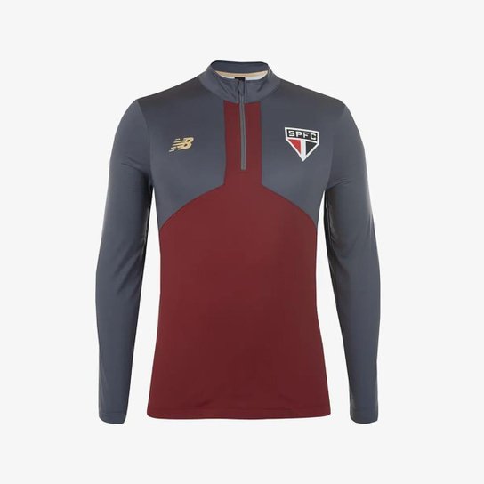 Blusa São Paulo Treino New Balance 2025 Cinza/Bordô