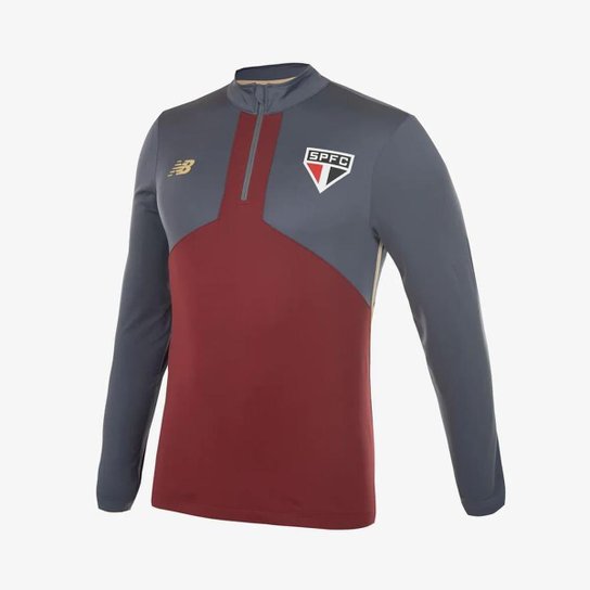 Blusa São Paulo Treino New Balance 2025 Cinza/Bordô