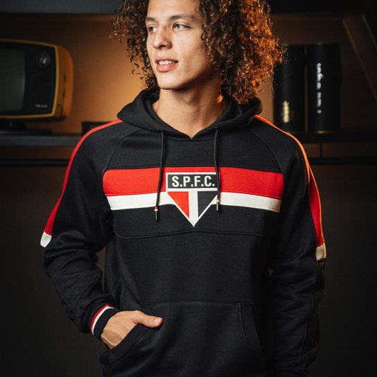 Blusão Moletom Retrô São Paulo Preto Masculino