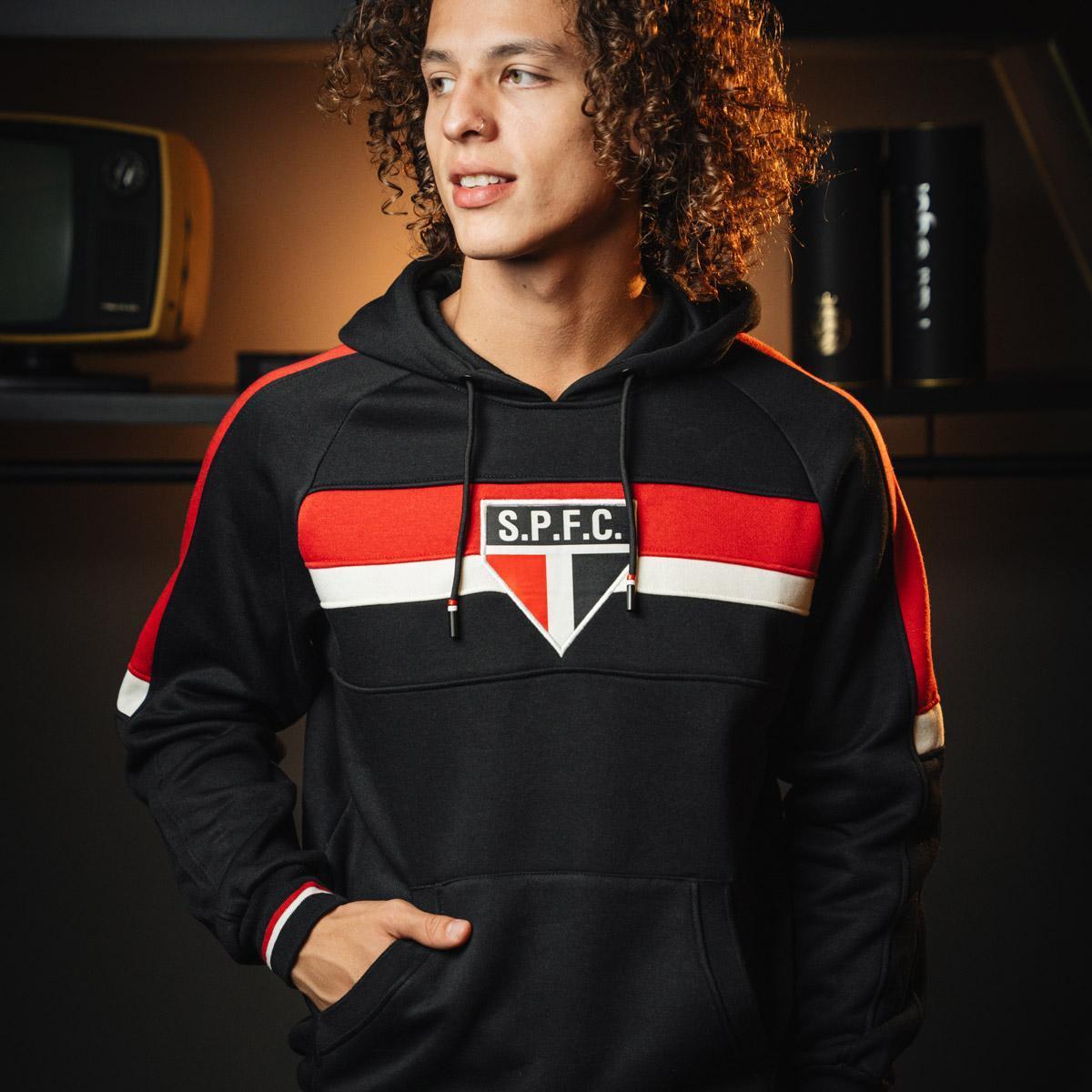 Blusão Moletom Retrô São Paulo Preto Masculino