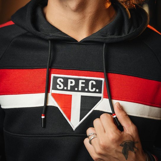 Blusão Moletom Retrô São Paulo Preto Masculino