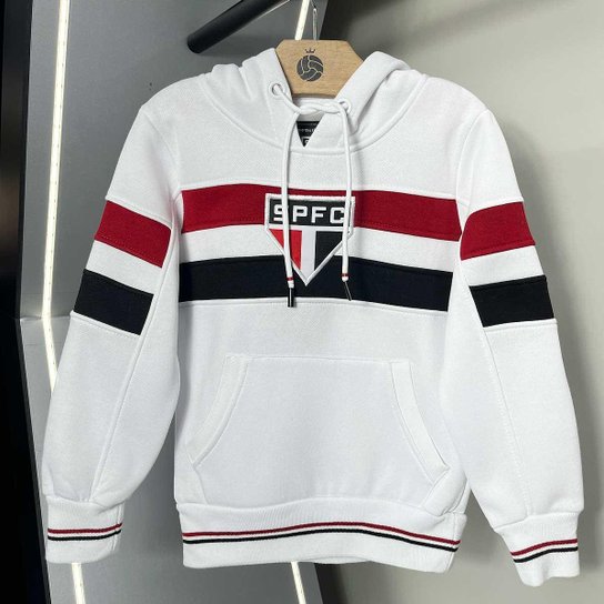 Blusão Moletom São Paulo 2005 Retrô Mundial Branco Infantil Juvenil