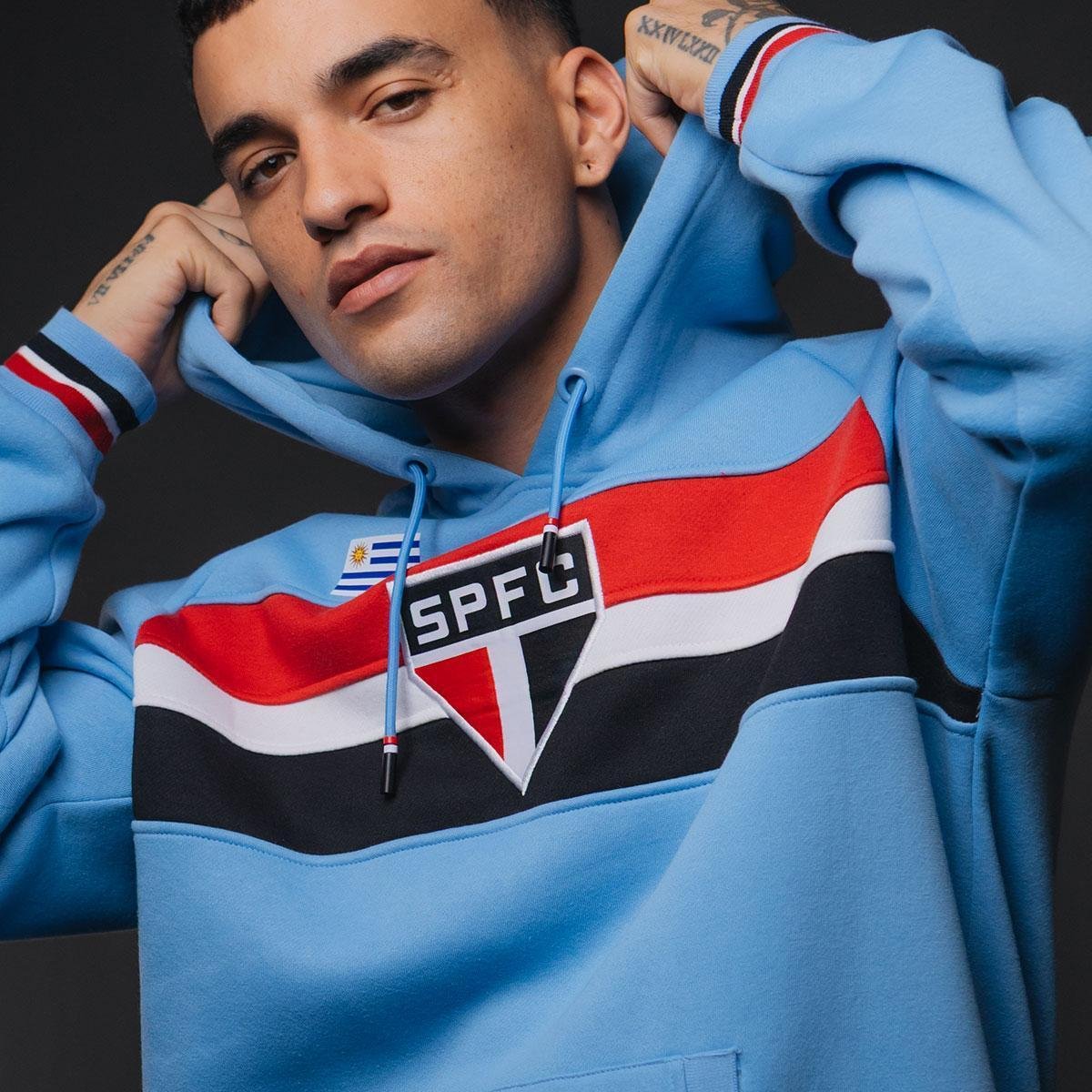 Blusão Moletom São Paulo Ídolos Uruguaios C/ Capuz Masculino