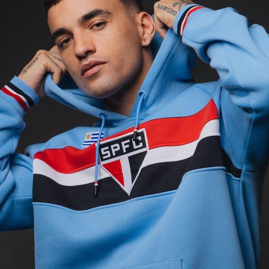 Blusão Moletom São Paulo Ídolos Uruguaios C/ Capuz Masculino