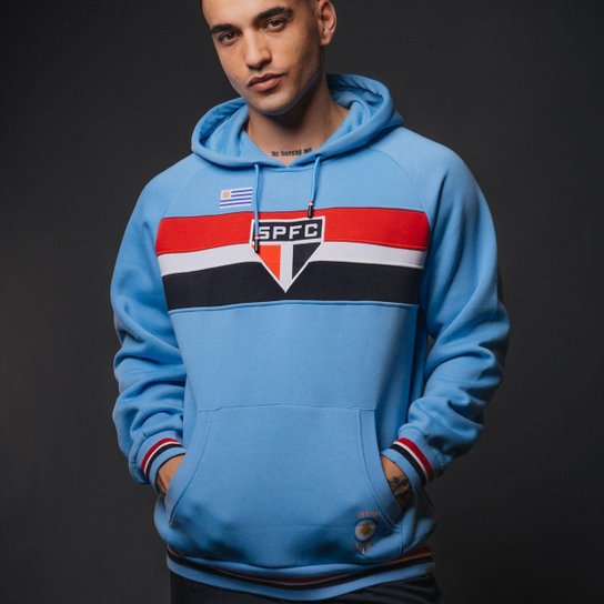 Blusão Moletom São Paulo Ídolos Uruguaios C/ Capuz Masculino