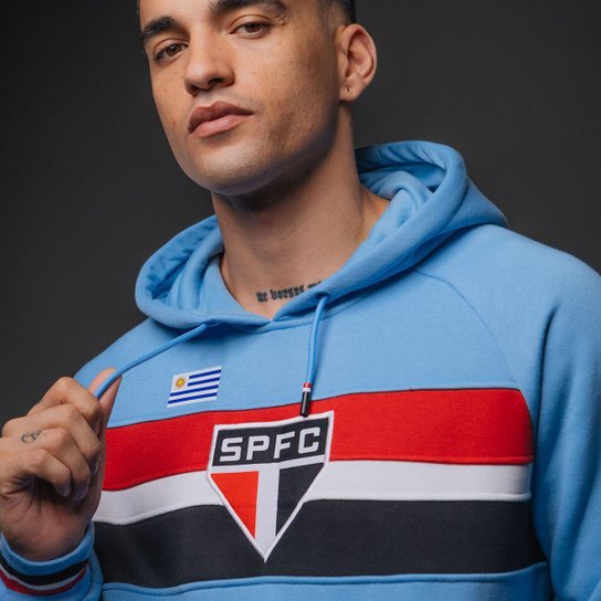 Blusão Moletom São Paulo Ídolos Uruguaios C/ Capuz Masculino