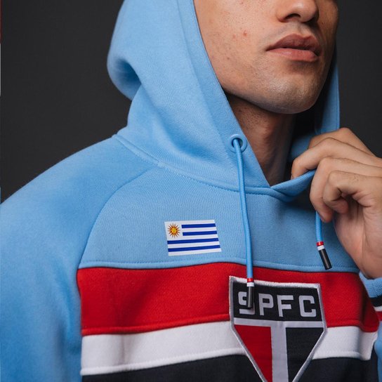 Blusão Moletom São Paulo Ídolos Uruguaios C/ Capuz Masculino