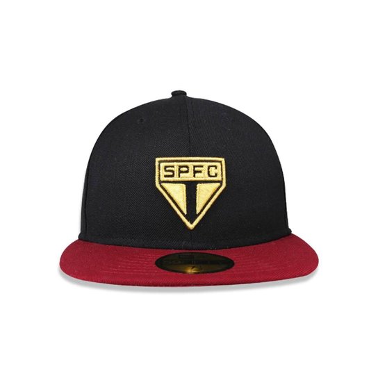 BONÉ 59FIFTY SAO PAULO FUTEBOL ABA RETA FITTED PRETO NEW ERA FECHADO