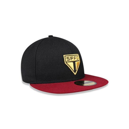 BONÉ 59FIFTY SAO PAULO FUTEBOL ABA RETA FITTED PRETO NEW ERA FECHADO
