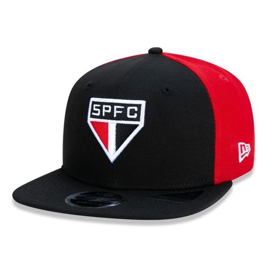 BONE 9FIFTY ORIGINAL FIT SAO PAULO FUTEBOL ABA RETA SNAPBACK PRETO/VERMELHO NEW ERA
