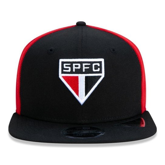 BONE 9FIFTY ORIGINAL FIT SAO PAULO FUTEBOL ABA RETA SNAPBACK PRETO/VERMELHO NEW ERA