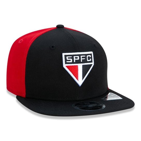 BONE 9FIFTY ORIGINAL FIT SAO PAULO FUTEBOL ABA RETA SNAPBACK PRETO/VERMELHO NEW ERA
