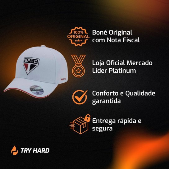 Boné São Paulo Bordado Frontal e Lateral 6 Gomos