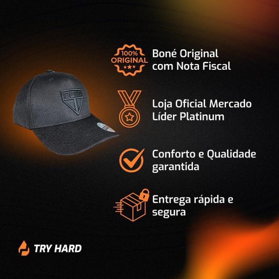 Boné São Paulo Bordado Frontal e Lateral Polinext Americano