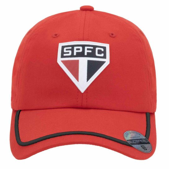 Boné São Paulo Patch Silk Aplicado Bordado Frontal Vermelho