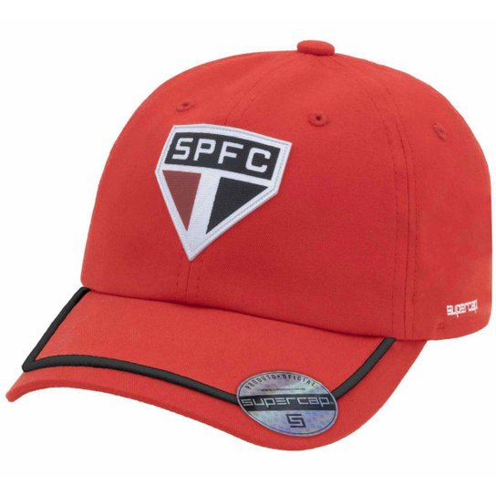 Boné São Paulo Patch Silk Aplicado Bordado Frontal Vermelho