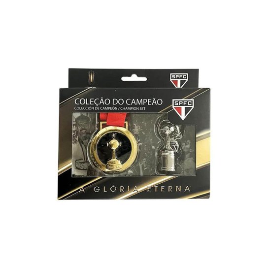 Caixa de Campeão Medalha + Chaveiro 3D Conmebol Libertadores São Paulo