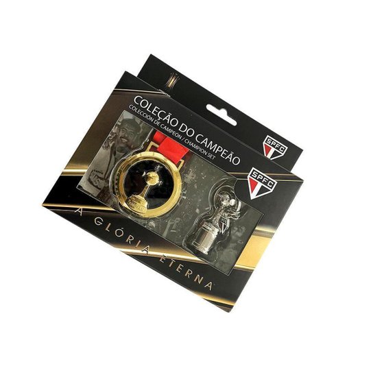 Caixa de Campeão Medalha + Chaveiro 3D Conmebol Libertadores São Paulo