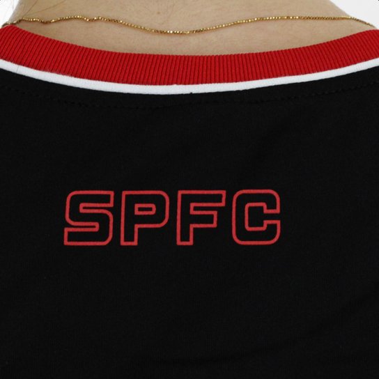 Camisa Braziline São Paulo Classmate Preto e Vermelho - Feminina