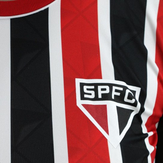 Camisa Braziline São Paulo Classmate Preto e Vermelho - Feminina