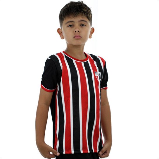 Camisa Braziline São Paulo Classmate Preto e Vermelho - Infantil