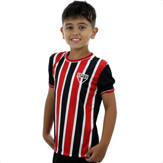 Camisa Braziline São Paulo Classmate Preto e Vermelho - Infantil