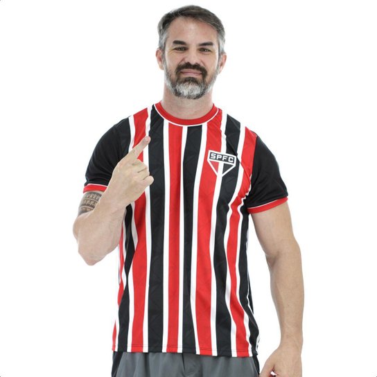Camisa Braziline São Paulo Classmate Preto e Vermelho - Masculino