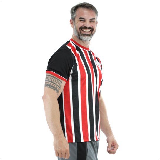 Camisa Braziline São Paulo Classmate Preto e Vermelho - Masculino