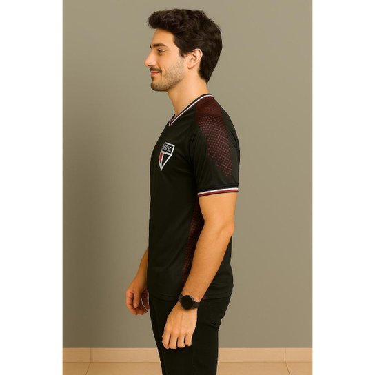 Camisa Camiseta Masculina São Paulo SPFC Oficial Licenciada Com Escudo Emblema Logo Símbolo Bordado