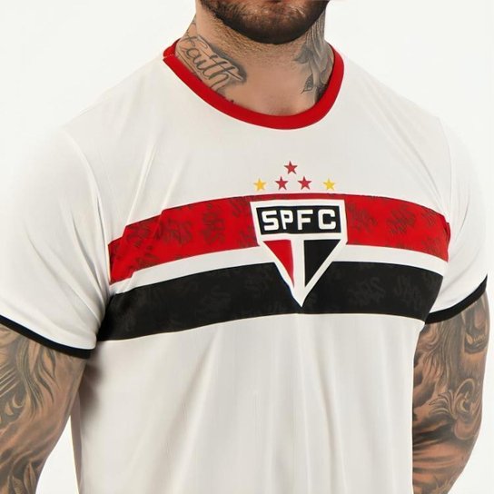 Camisa Camiseta Masculina São Paulo SPFC Stencil Oficial Licenciada Braziline