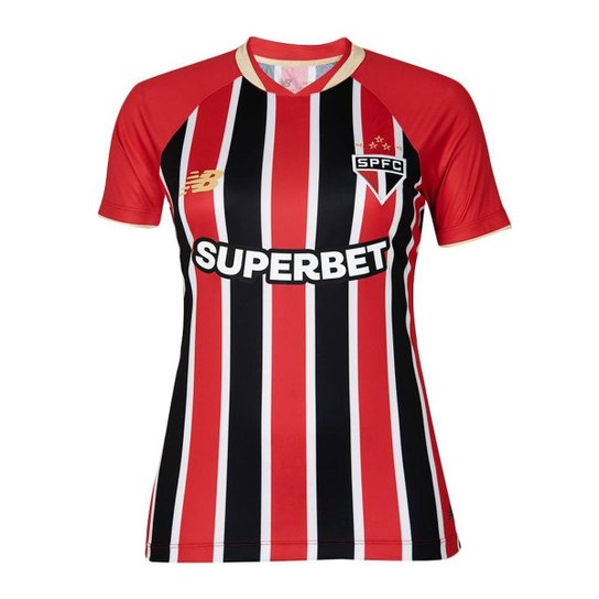 CAMISA NEW BALANCE SÃO PAULO II 2025 FEMININA - TORCEDOR - VERM/PTO G