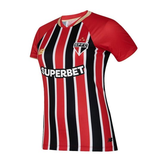 CAMISA NEW BALANCE SÃO PAULO II 2025 FEMININA - TORCEDOR - VERM/PTO G