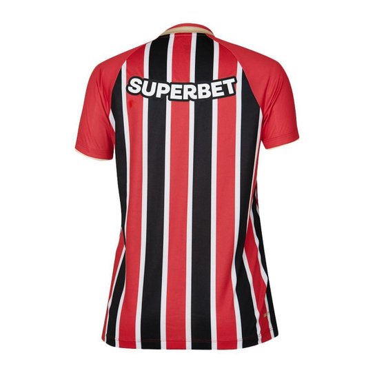CAMISA NEW BALANCE SÃO PAULO II 2025 FEMININA - TORCEDOR - VERM/PTO G