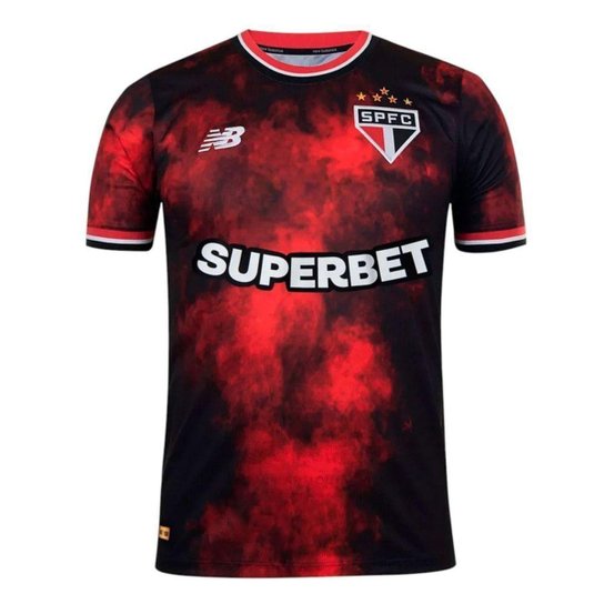 Camisa New Balance São Paulo III Torcedor 2024/25 Masculina - Preto e Vermelho G2
