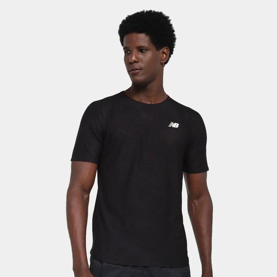 CAMISA NEW BALANCE SPEED JACQUARD MT33281 PRETO MASCULINO