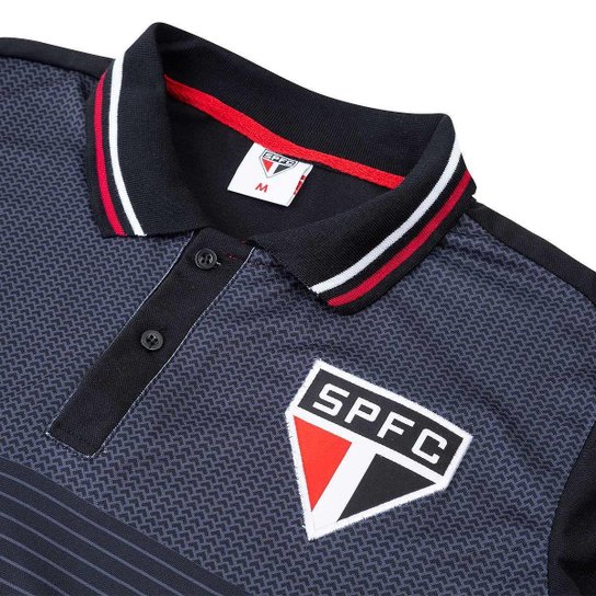 Camisa Polo São Paulo Allen Preto Masculina