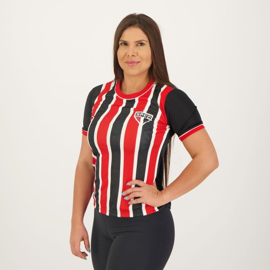 Camisa São Paulo Classmate Feminina Preta e Vermelha