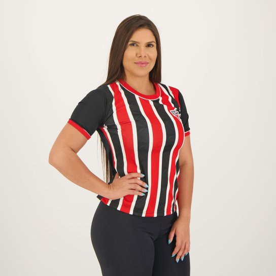 Camisa São Paulo Classmate Feminina Preta e Vermelha