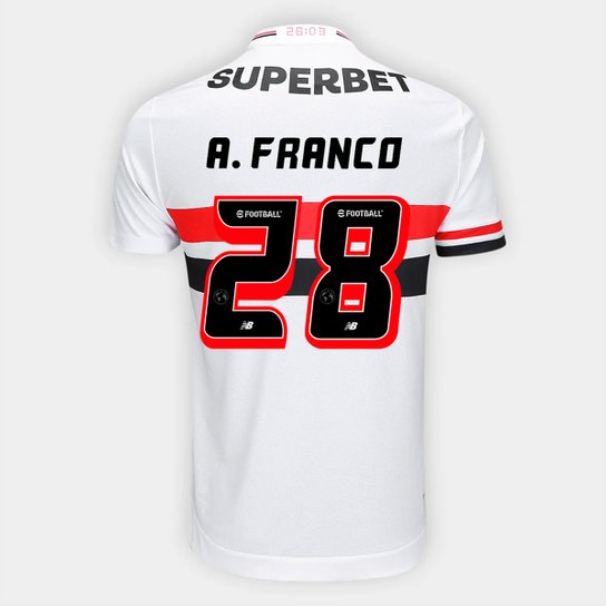 Camisa São Paulo Home 25/26 - A. Franco Nº 28 - Torcedor New Balance Masculina