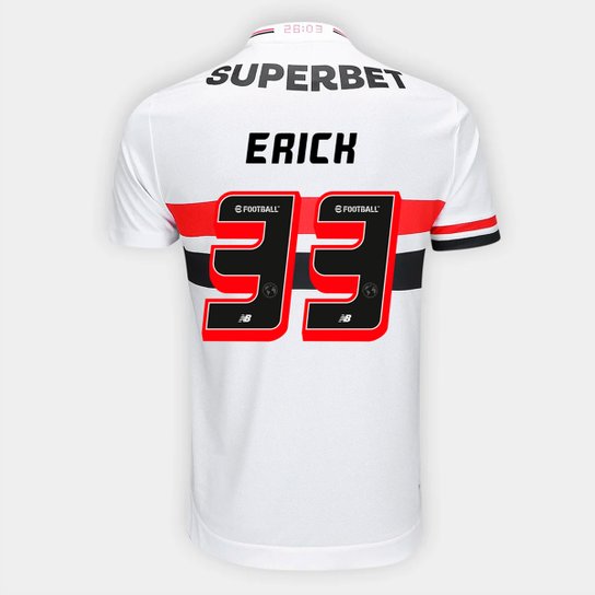 Camisa São Paulo Home 25/26 - Erick Nº 33 - Torcedor New Balance Masculina